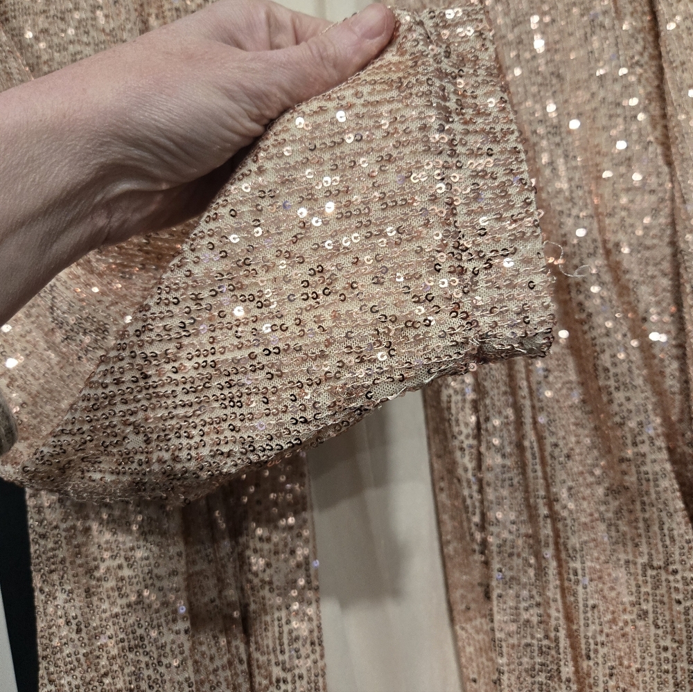 Sparkling Rose Gold Sequin Duster Cardigan Mare Mare Anthropologie 1xl - Picture 3 of 8